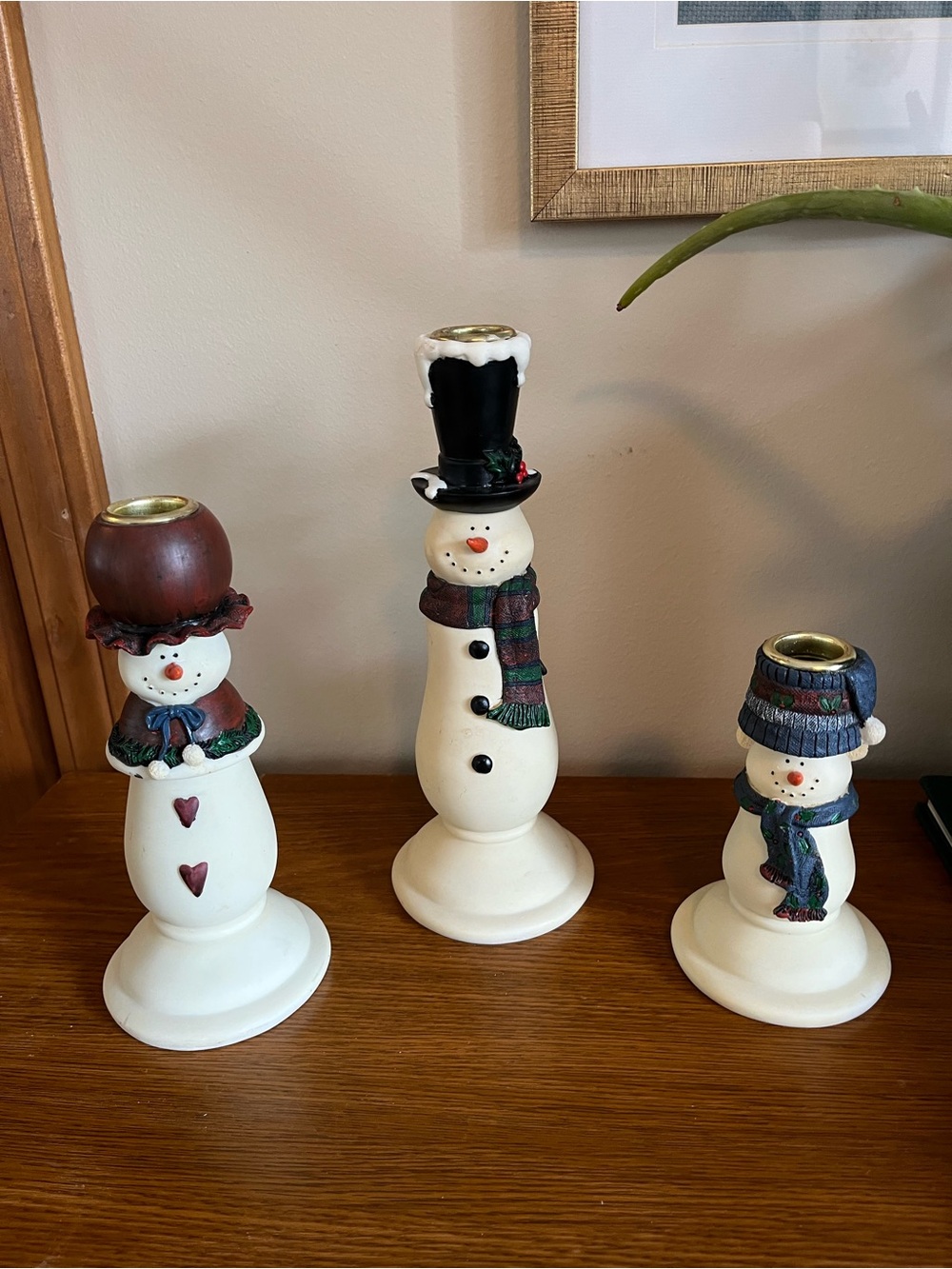 Holiday Snowman Candle Holders Set